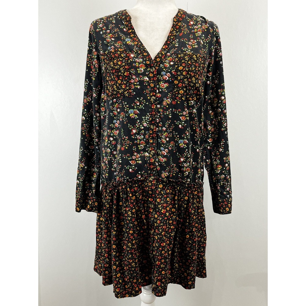 Anthropologie Maeve Marlie Button Front Floral Tunic Dress Boho Women's Size 2